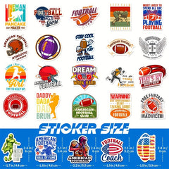 50pcs Rugby Text Stickers Sports Waterproof Luggage Computer Notebook