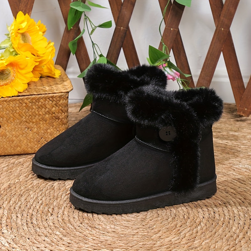 Fur Lined Thermal Snow Boots Slip On Ankle Round Toe Winter Boots