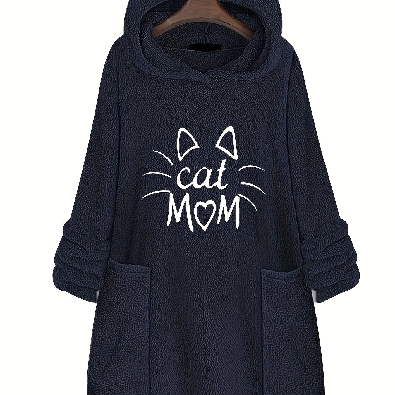 Cat Mom Print Hoodie Casual Long Sleeve Sweatshirt