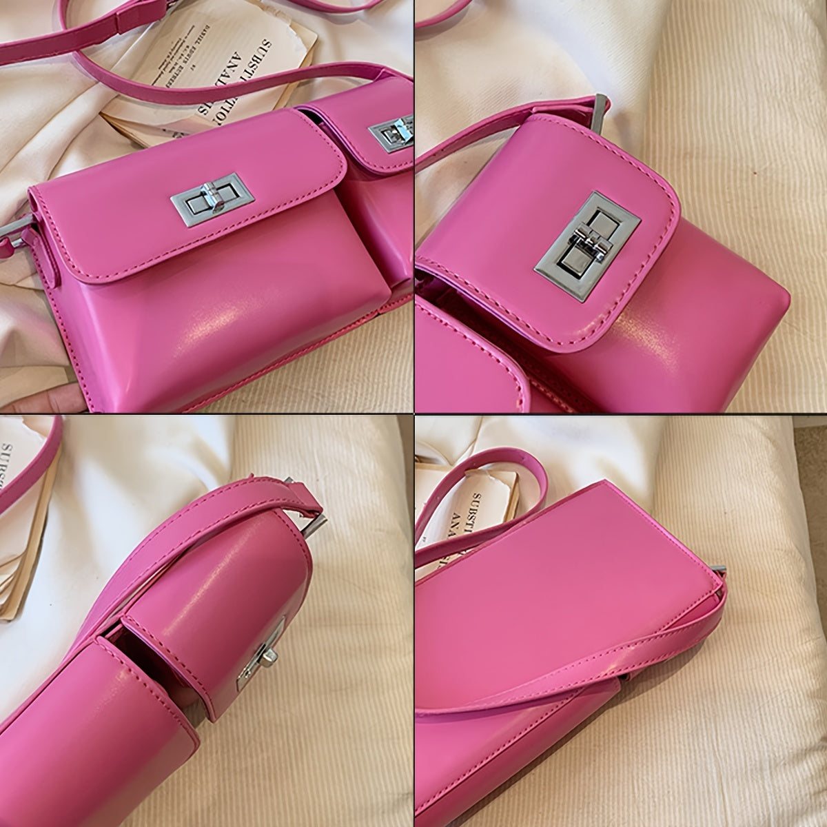 Y2K Style Crossbody Bag Double Pockets Purse Women Niche Buckle Shoulder Bag