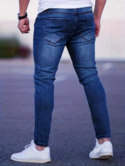 Slim Fit Moustache Effect Jeans Men's Casual Street Style