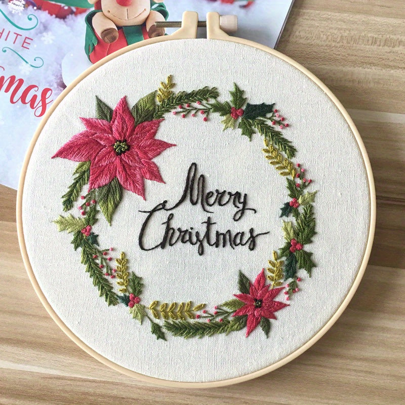 DIY Christmas Theme Embroidery Kit Hand Art Craft Decoration Gift