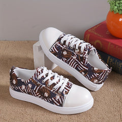 Women's Baseball Print Canvas Shoes Casual Lace Up Low Top Outdoor Sneakers