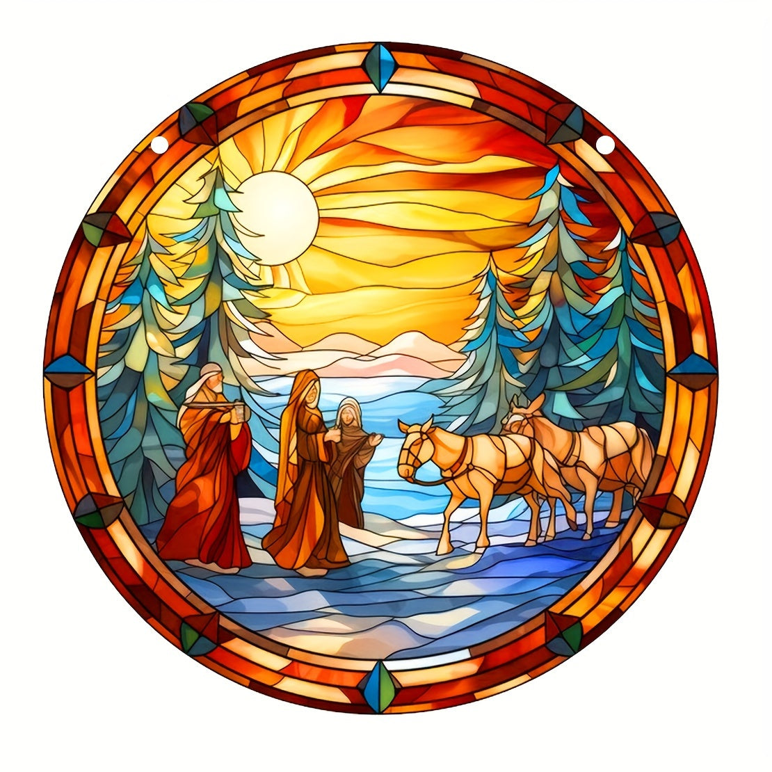 Church Totem Dye Sun Catcher Hanging Window Christmas Gift Home Decor