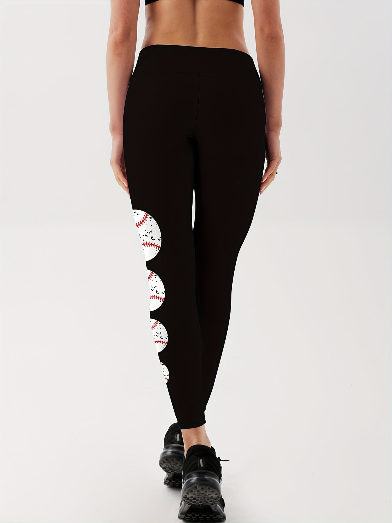 Baseball Printed Yoga Leggings High Stretch Slim Fitted Sports Pants