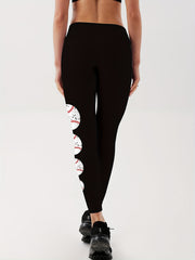 Baseball Printed Yoga Leggings High Stretch Slim Fitted Sports Pants