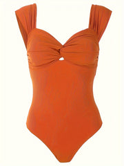 Twist Front One Piece Swimsuit Wide Straps