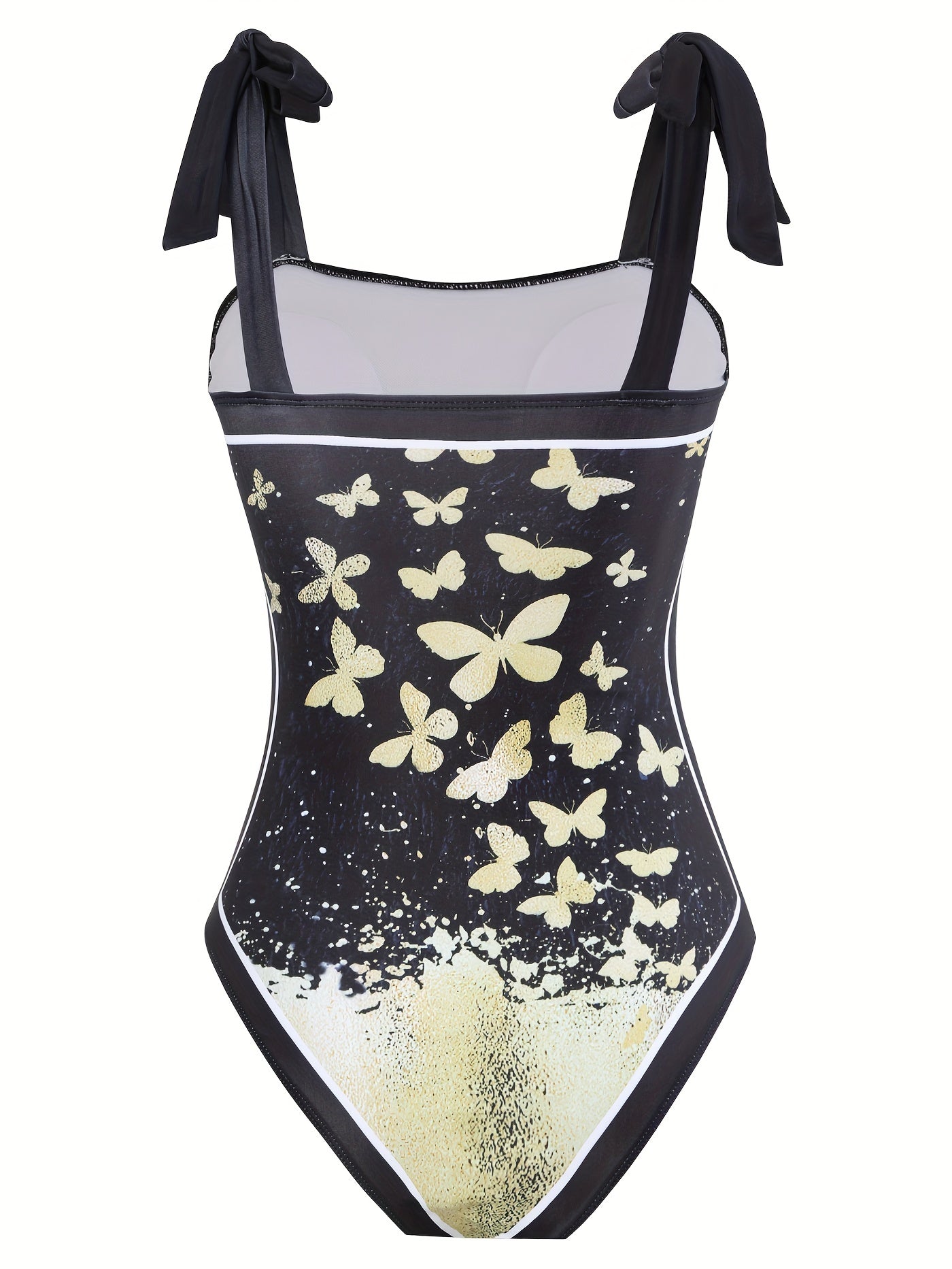 Butterfly Print One Piece Swimsuit & Wrap Cover Up Skirt 2 Piece Set