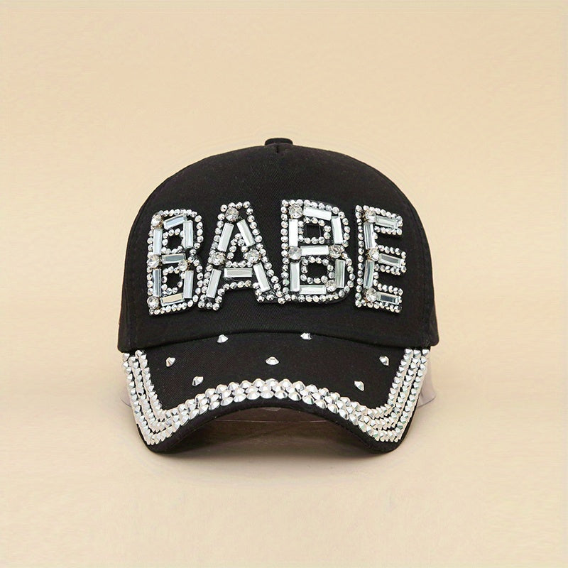 Rhinestone Letter Patch Baseball Cap for Women Men