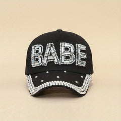 Rhinestone Letter Patch Baseball Cap for Women Men