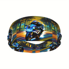 Unisex Sports Headband Motorcycle Rider Sweat Wicking Stretchy Polyester