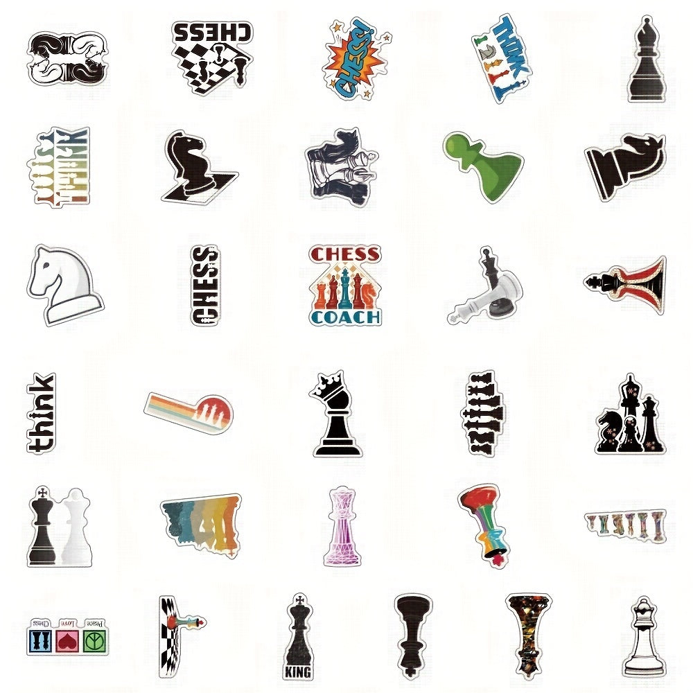 60 Pcs Chess Game Sticker Vinyl Waterproof Stickers for Laptop Bumper