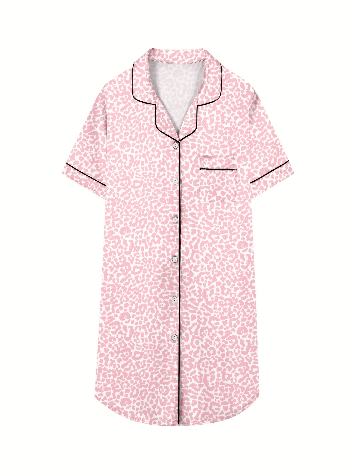Girls Nightshirt Dress Button Down Nightgown Short Sleeve Sleepwear PJ