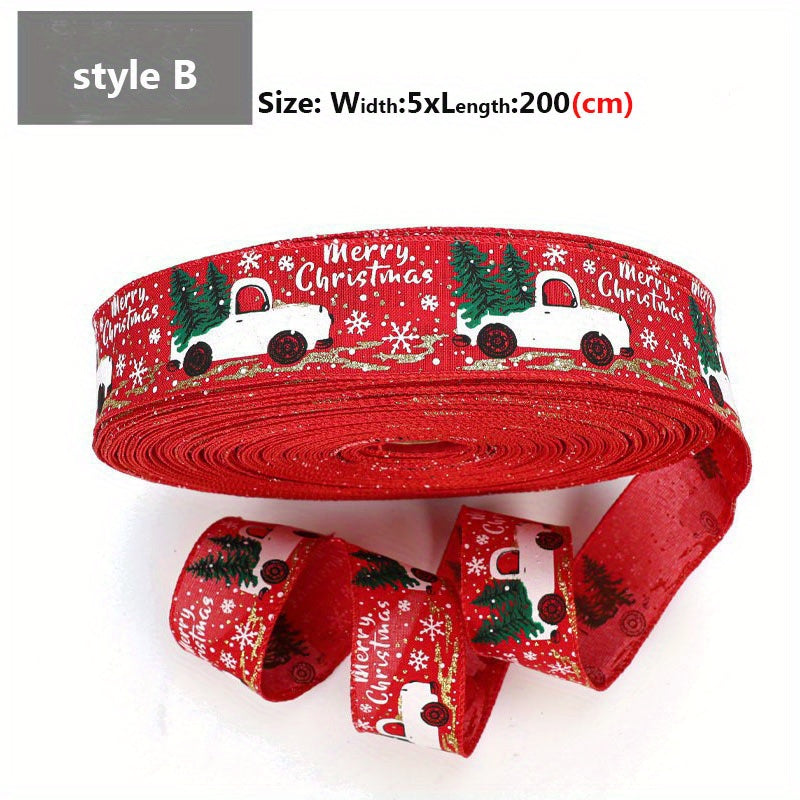 Wide Lined Rope Xmas Tree Truck Christmas Bow Ribbons