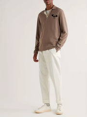 Dragon Pattern Knit Polo Shirt Men's Casual Lapel Middle Stretch V Neck Pullover