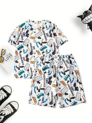 Boys Letter Outfit Shorts & t shirt Short Sleeves Casual Summer Kids Clothes