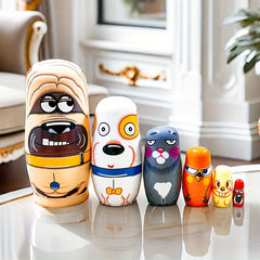 Colorful Wooden Nesting Dolls Set Educational Stackable Toys