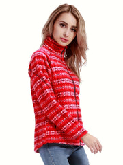 Women's Floral Print Zipper Front Long Sleeve Outdoor Jacket Coat