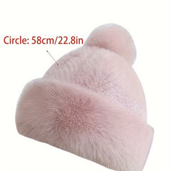 Thick Beanie With Pom Coldproof Knit Hats Beanies Ear Protection