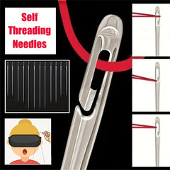 12pcs Side Entry Convenience Needles for Elderly and Blind, Silver Tail Needle
