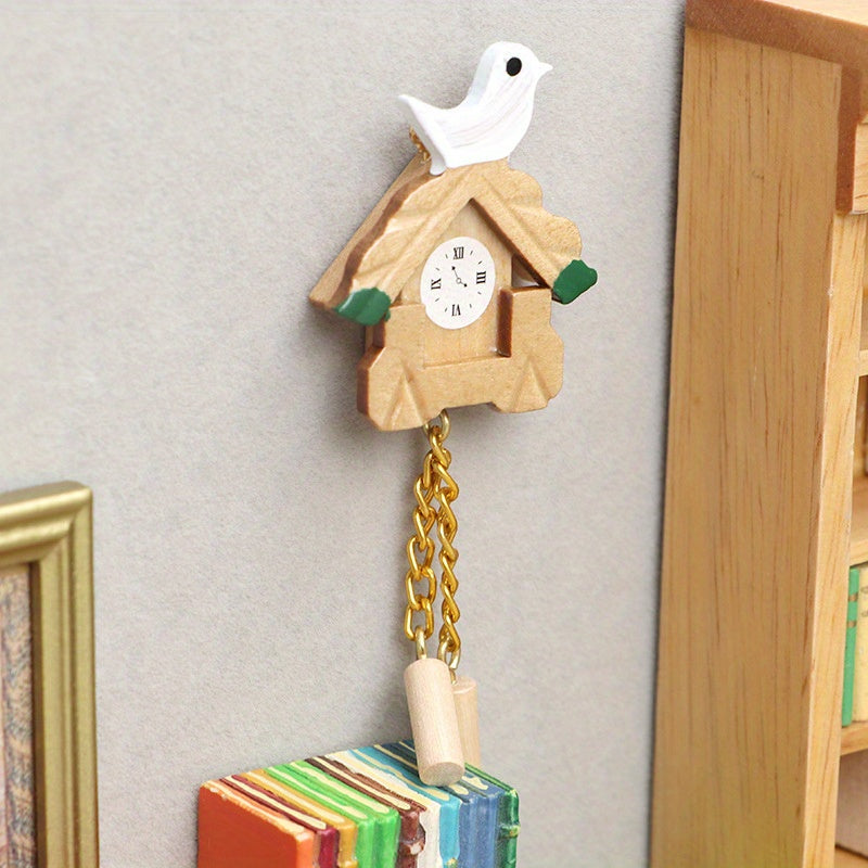 1:12 Scale Dollhouse Set Mini Playhouse Toy with Bird Wall Clock