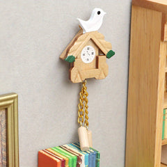 1:12 Scale Dollhouse Set Mini Playhouse Toy with Bird Wall Clock