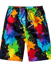 Colorful Paint Splash Print Shorts Casual Summer Pool Beach Shorts