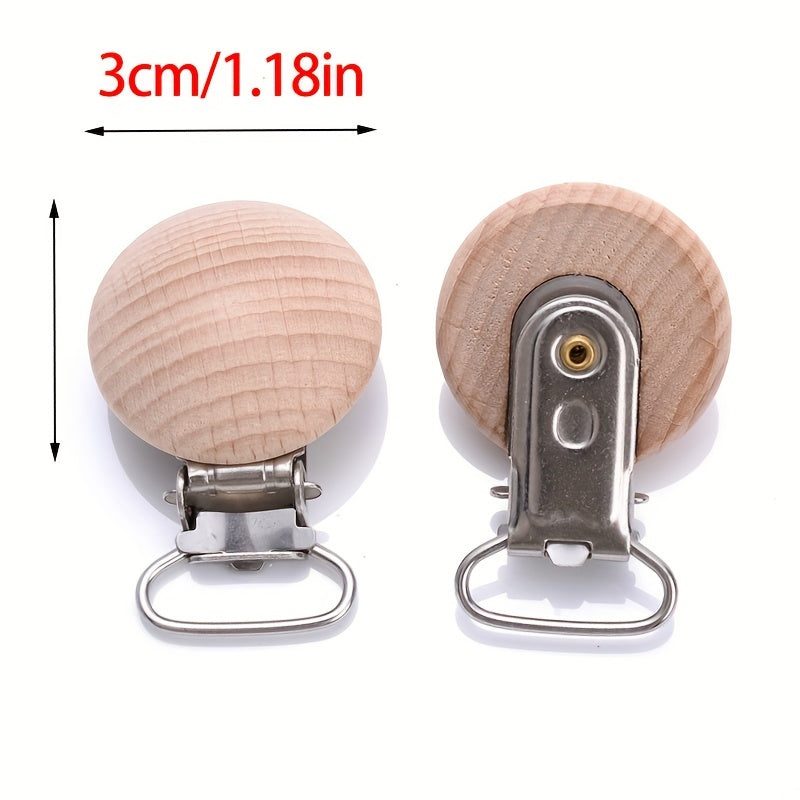 10pcs 30mm Beech Clips Pacifier Anti-drop Wooden Clips Holder Accessories