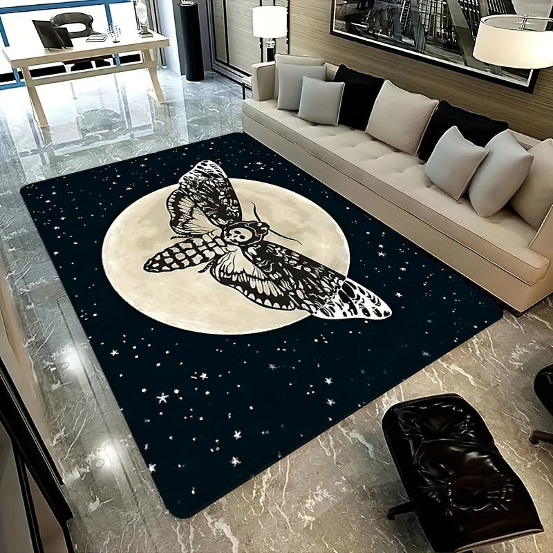 Gothic Skull Moon Star Rug for Living Room Halloween Decor
