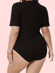 Heart Shape Hole Bodysuit Sexy Slim Crew Neck Summer Bodysuit Women's Clothing