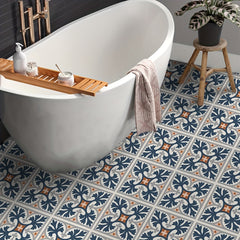 Mediterranean Style Floor Stickers PVC Tile Waterproof Non-slip Stickers