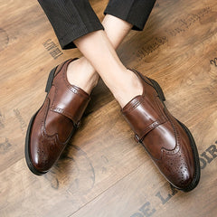 Men's Brogue Double Monk Shoes for Wedding Party Business