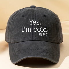 Letter Printed Baseball Cap Outdoor Sun Hat Yes I'm Cold