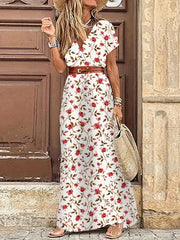Boho Paisley Print V Neck Maxi Dress Plus Size