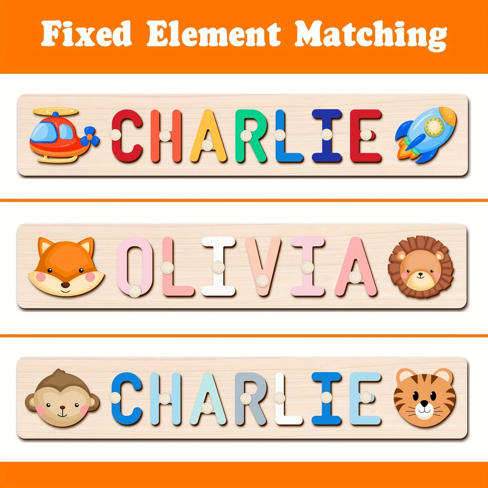 Wooden Name Puzzle for Kids Educational Toy Baptism Birthday Gift