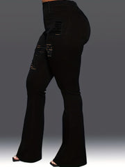 Stretchy Bootcut Jeans Distressed Street Style Denim Pants