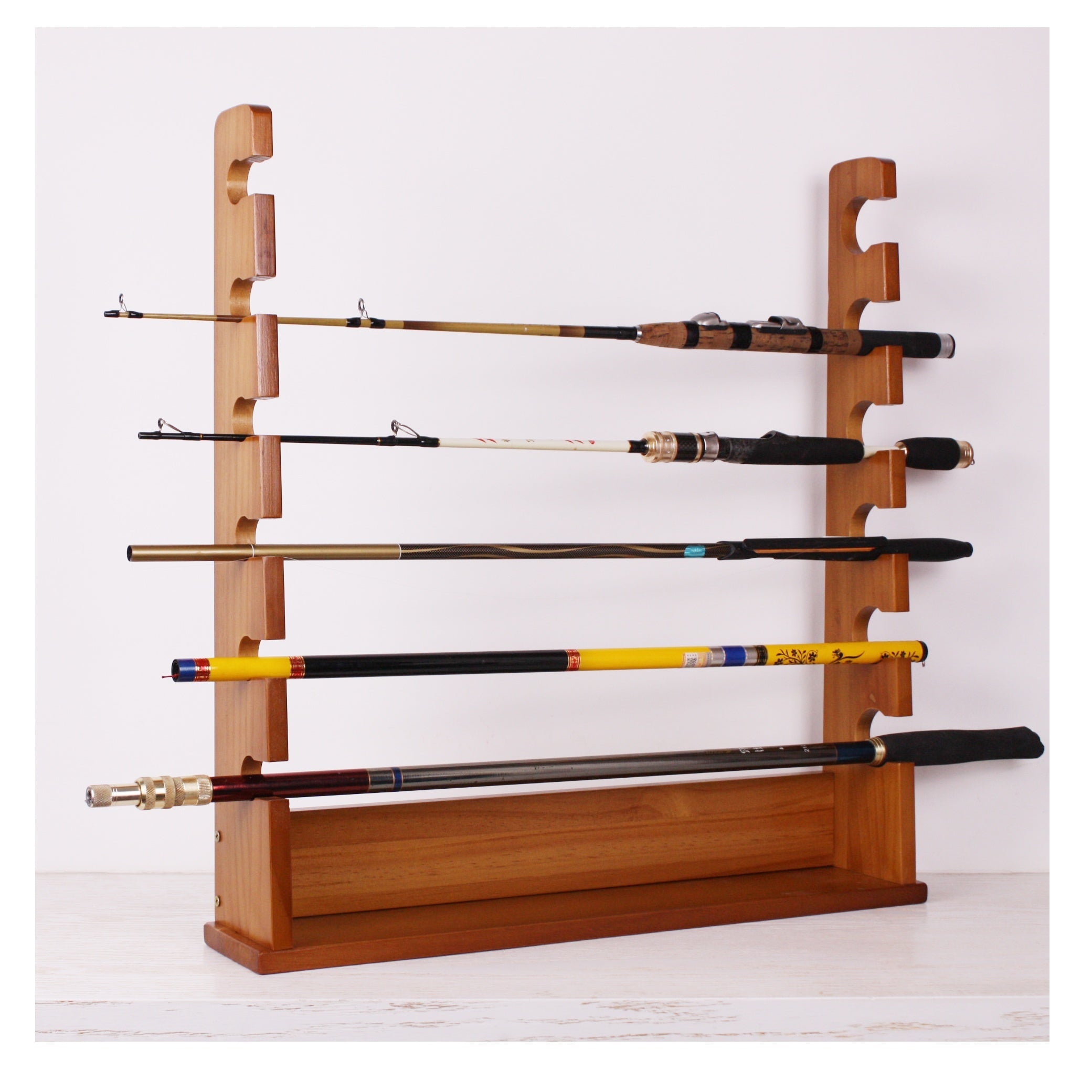 Wood Fishing Rod Organizer Garage Rack