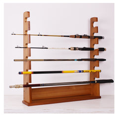Wood Fishing Rod Organizer Garage Rack