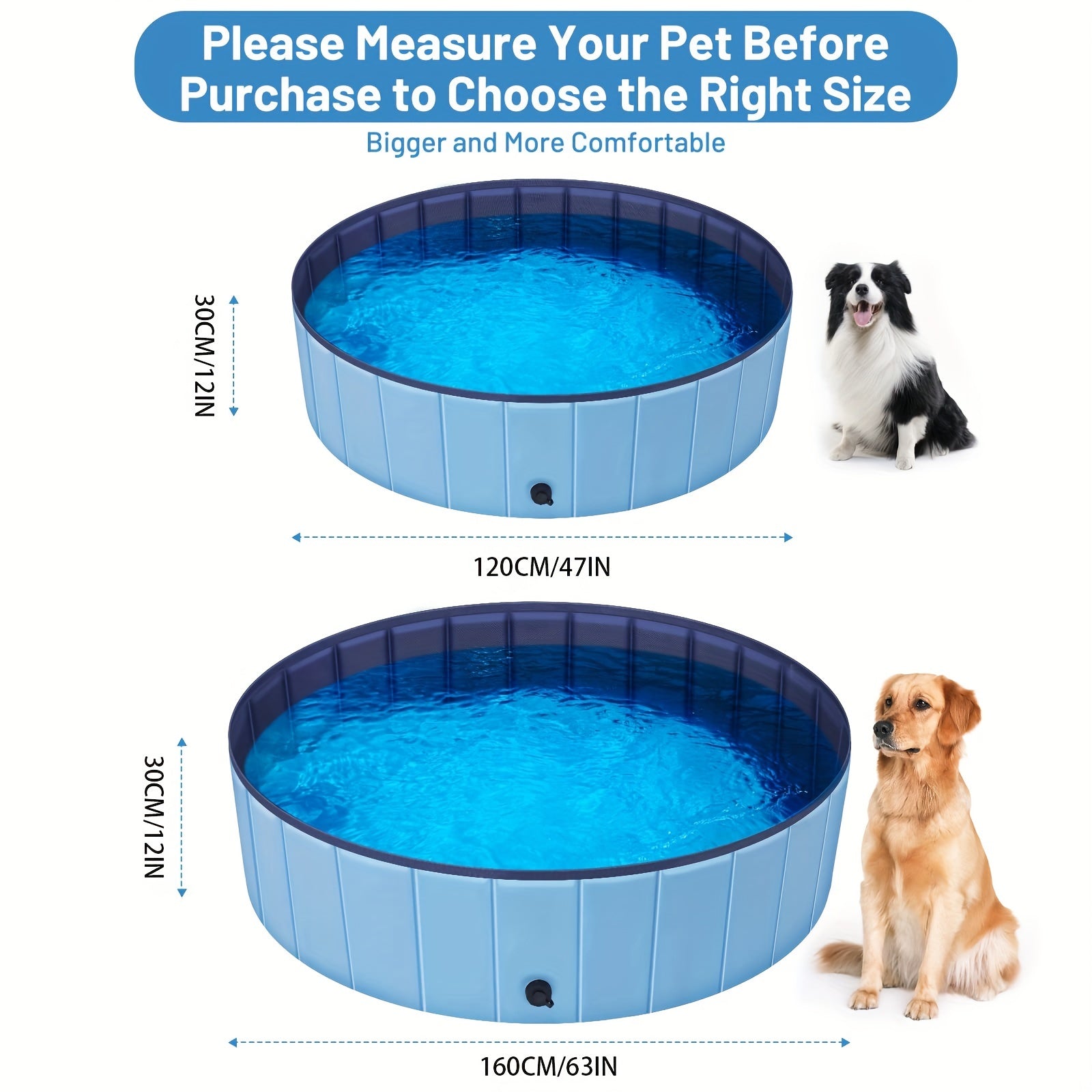 Foldable Dog Pool Portable Kiddie Pool Non Slip Collapsible