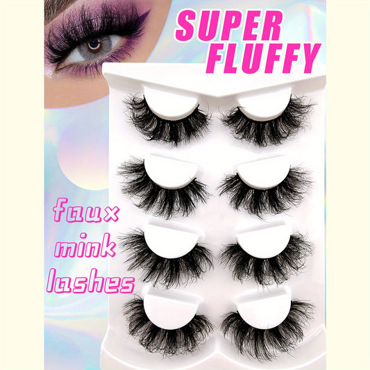 4 Pairs 22mm Long Fluffy Volume False Eyelashes
