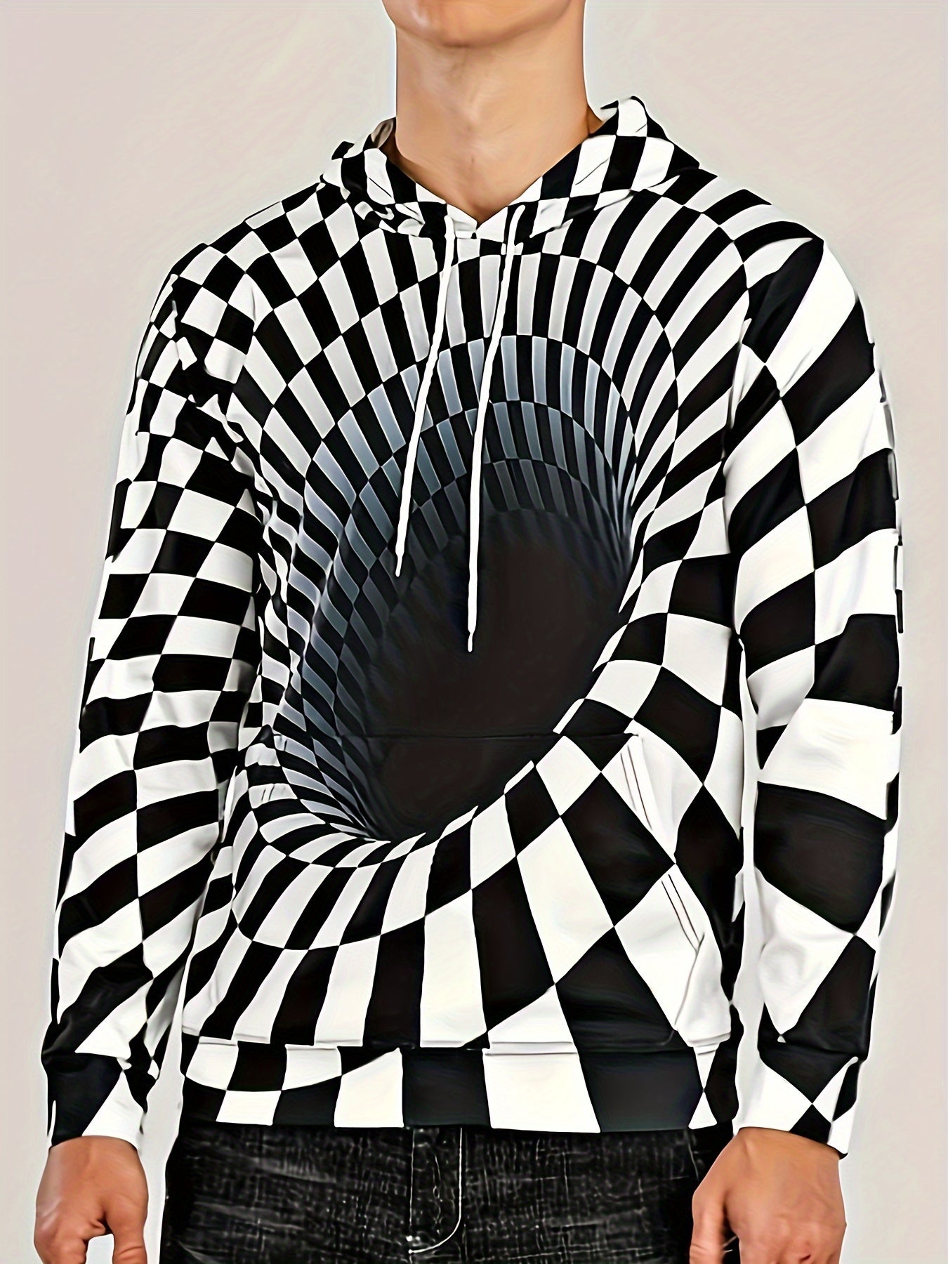 Optical Vision Swirl 3d Pattern Hoodies For Men
