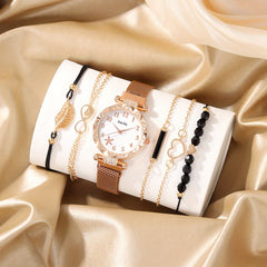 Star Pattern Quartz Watch & 5 Bracelets for Kids