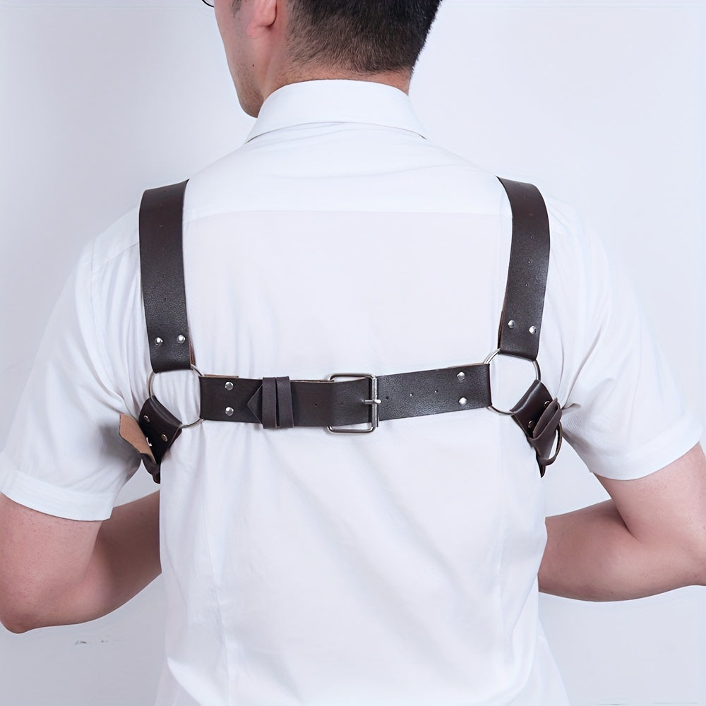 Men's Sleeveless Body Chest Harness PU Leather Punk Chest Belt