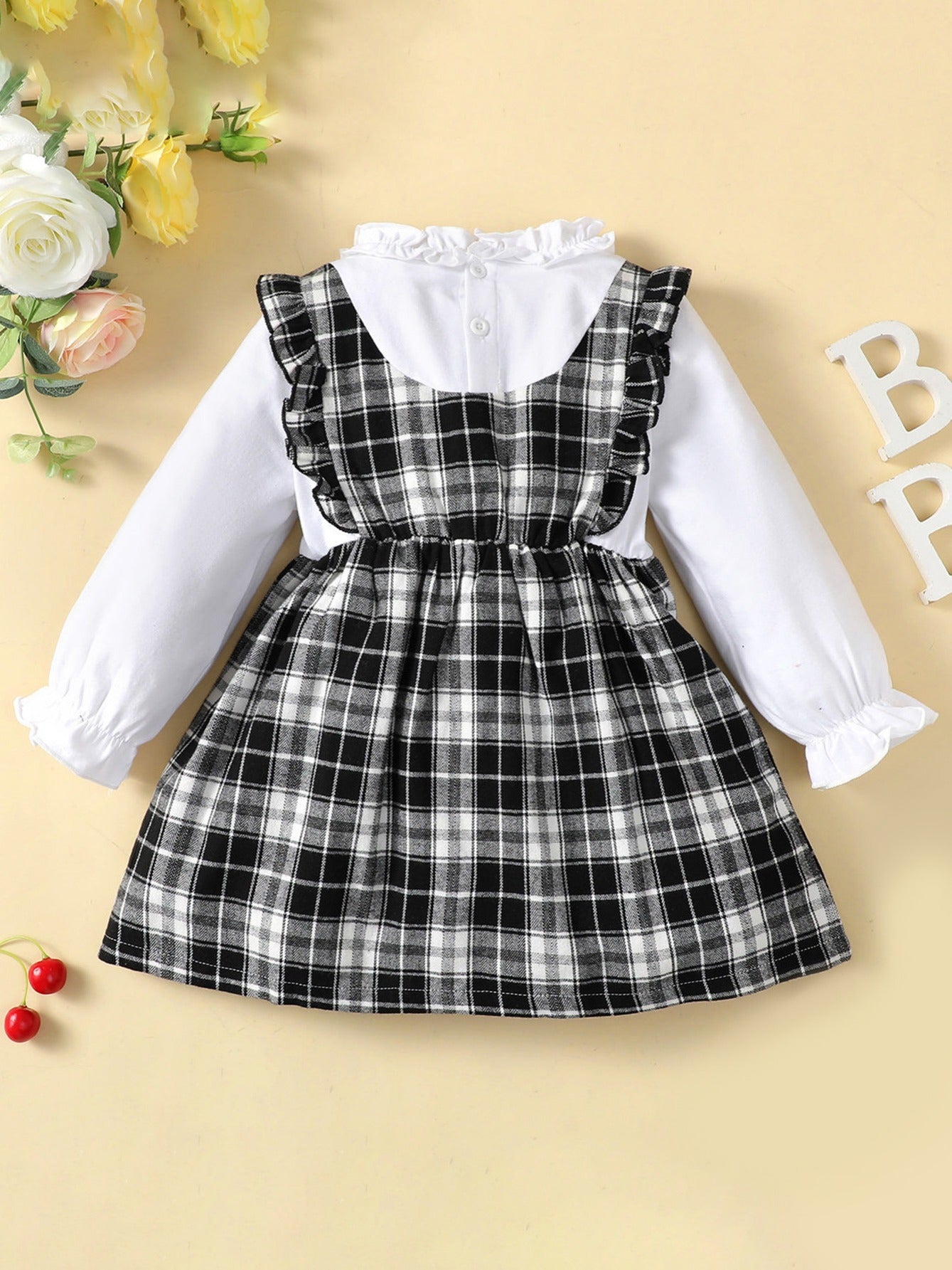 Toddler Girls Plaid Long Sleeve Dress Baby Kids Clothes