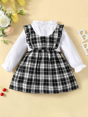 Toddler Girls Plaid Long Sleeve Dress Baby Kids Clothes