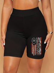 Colorful Letter Print High Rise Biker Shorts