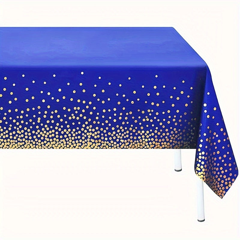 Navy Plastic Tablecloth Golden Dot TableCover Confetti Dark Table Wedding Party