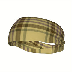 Vintage Plaid Headband Beige Brown Gray Purple Hairband for Women