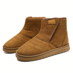 Thermal Fur Lined Snow Boots Suede Mid Calf Boots Round Toe Warm Winter Boots