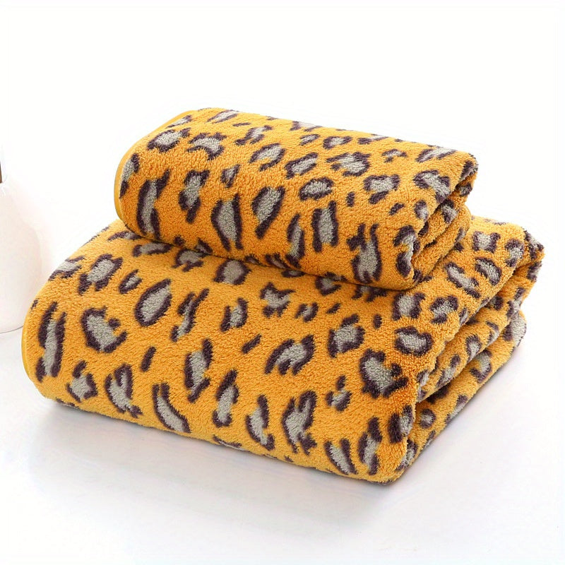 Absorbent Leopard Towel Set for Bathroom and Pool